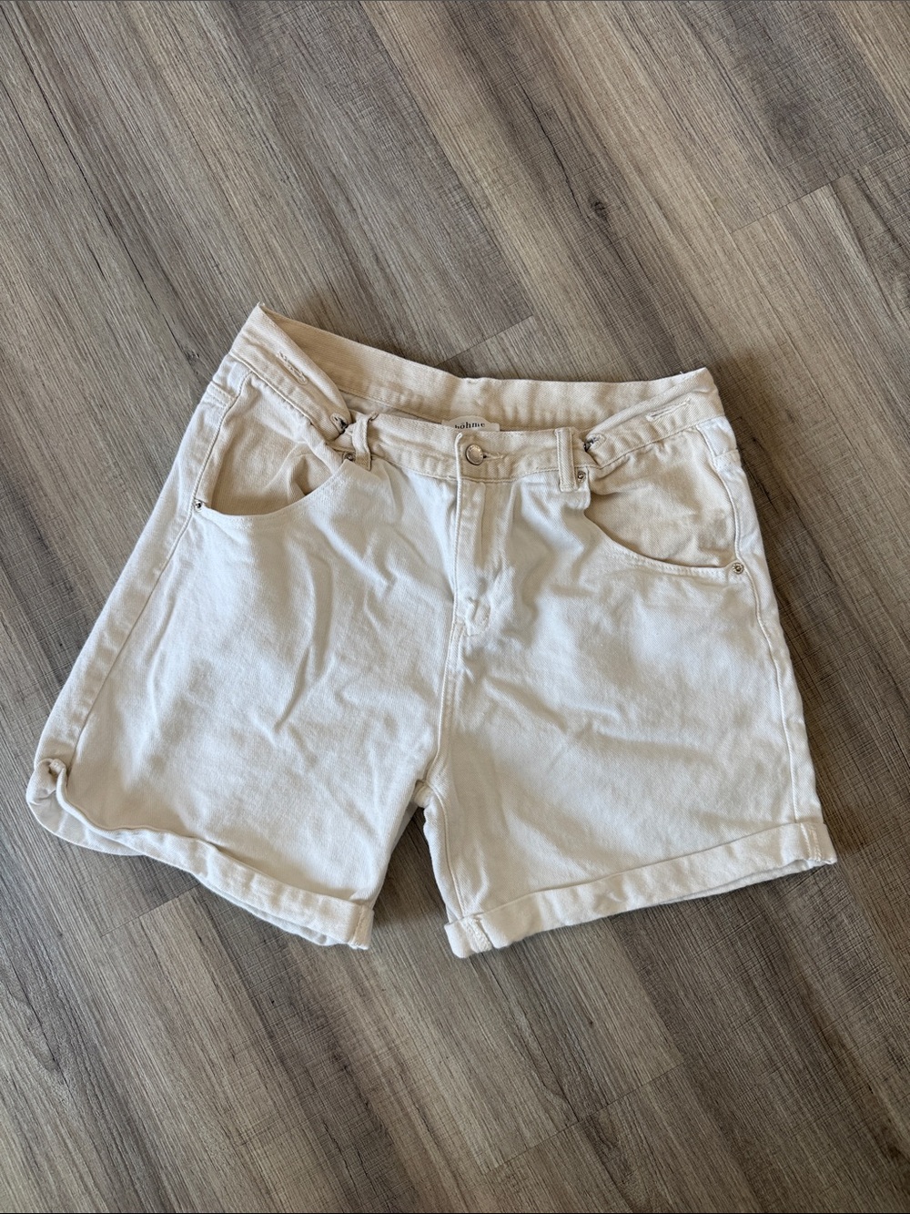 High-Rise Cream Denim Jean Shorts for Women